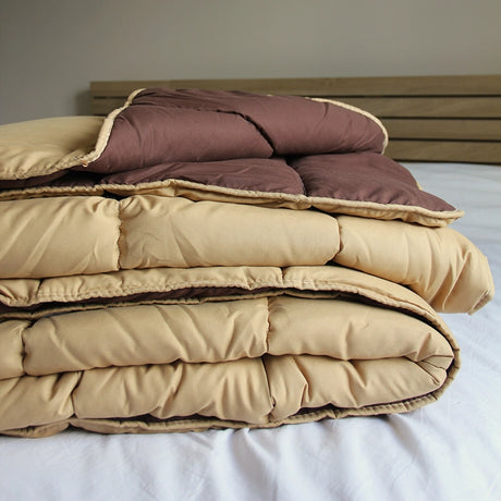 Couette Chaude Reversible Camel/Taupe