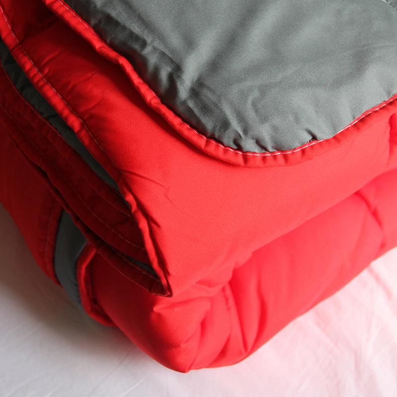 Couette Chaude Reversible Rouge/Gris